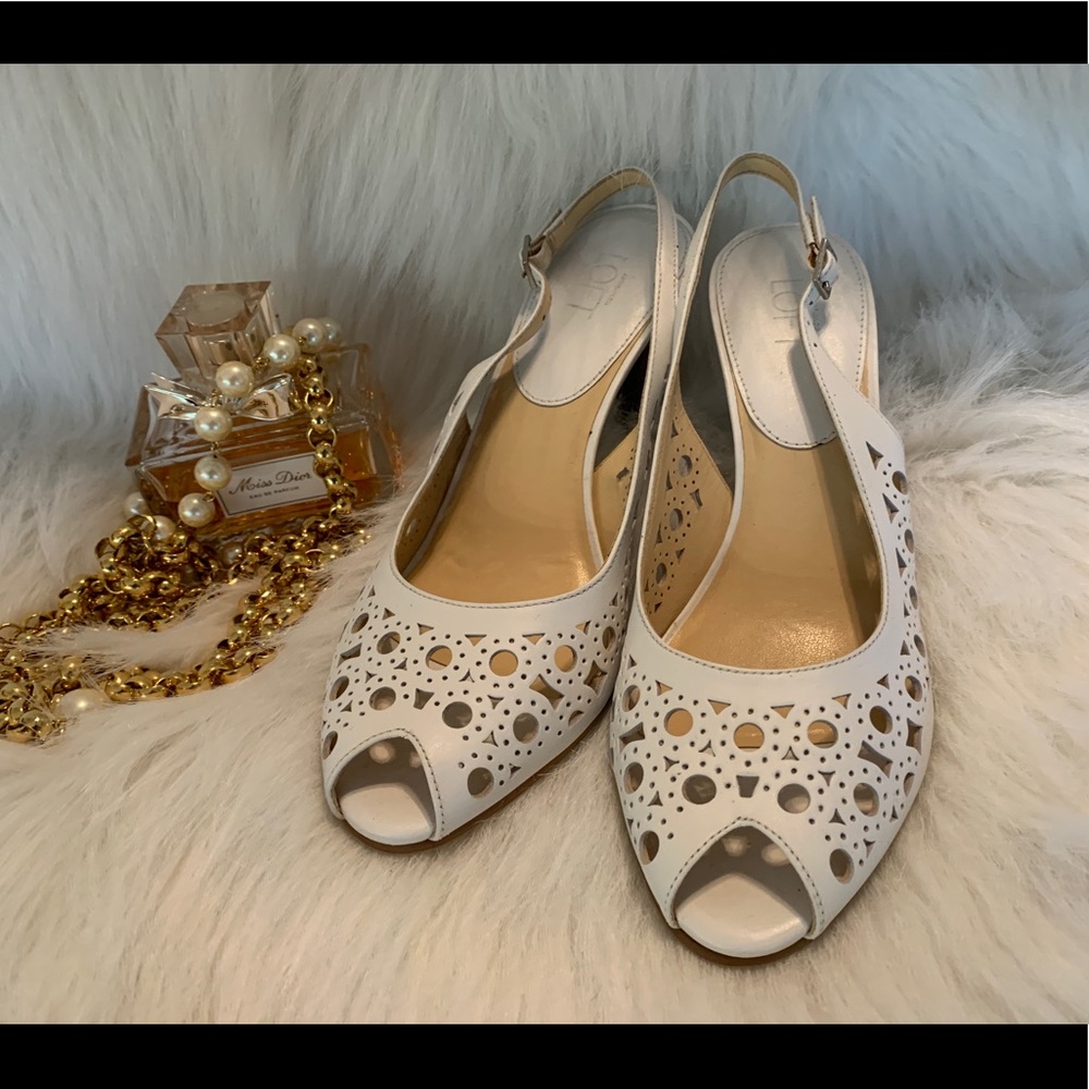 Ann Taylor Loft Raquel White Calf Pump